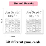 Find The Guest Bingo Game Cards For Wedding Bridal Shower, Wedding Bachelorette Party Bingo Shower Favors, 30 Game Cards, Engagement Party Game Decor Supplies, Wedding Games For Reception -L855