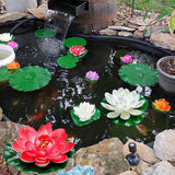 19Pcs Realistic Floating Foam Lotus Flowers And Lotus Leaves, Artificial Lotus Flowers Water Lilies For Pond Pool, 4" And 6" Large Beautiful Lifelike Water Lilies For Fountain Garden Decoration