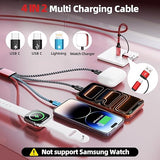 5FT 4 in 2 USB C Multi Charging Cable for iPhone Apple Watch Travel Charger Car Camping