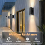 4 Pack Matte Black LED Square Up Down Outdoor Wall Lights for House Garage Porch Doorway