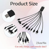 10 in 1 Universal Multi Charging Cable USB Charger Cord with 10 Connectors for Phones Tablets MP3 MP4