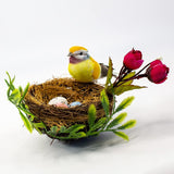 -Easter Artificial Nest Natural Bird Nest Kit Includes Artificial Twig Nest, Fake Foam Feather Birds, Foam Eggs Ornaments For Crafts Home Party Decor
