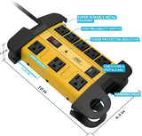 8 Outlet Heavy Duty Surge Protector Power Strip with USB C Ports 15 Ft Cord