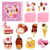 Valentines Day Cards For Kids 96 Pack With 32 Kids Dessert Valentine Cards, 32 Pink Gift Envelopes, 32 Dessert Stickers Kids Valentines Day Greeting Cards School Classroom Exchange Gifts