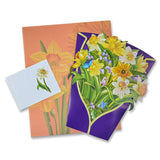 Flower Pop Up Card For Birthday, 12'' 3D Bouquet Greeting Cards With Blank Notecard And Exquisite Envelope, Paper Flower Thank You Card For Women Girls (Narcissus)