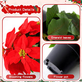 14" Poinsettias Artificial Christmas Flowers 9 Heads Faux Poinsettia Plants For Home Porch Garden Office Indoor Outdoor Christmas Decorations Red