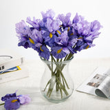 Iris Artificial Flowers 15Pcs Faux Iris Light Purple Flowers 14.2" Real Touch Fake Flowers Picks Bouquets For Wedding Bridal Home Arrangements Office Table Centerpieces Decor