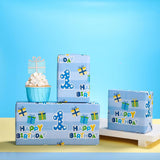 1St Birthday Wrapping Paper - Mini Roll - 17 Inch X 33 Feet - Blue Happy Birthday With Gift Box Design For Boys Kids, Baby Shower, Party, Holiday