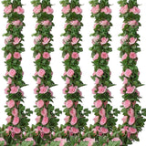 5Pack Flower Garland Artificial Fake Rose Garland Vine Artificial Flowers For Decoration Floral Garlands Decor-Total 41 Ft (Pink)