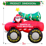 7Ft Christmas Inflatable Blow Up Decorations, Santa Claus Drive Monster Truck With Christmas Tree, Built-In Leds For Hol