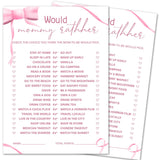 Pink Bow Baby Shower Games, Would Mommy Rather Game Cards, 30 Double-Sided Game Cards, Baby Shower Games Activity Gender Reveal Party Supplies -P15