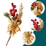 9-14 Inch Large Red Berry Pine Branches 16 Pack Assorted Pine Berries Branches Flower Pick For Christmas Wreath Festive Season Decor