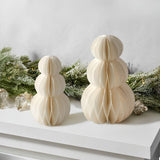 Honeycomb Paper Snowman Winter Decor, 2 Pack White, 6 & 8 in