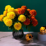 Artificial Marigold Flowers, 4 Pack 12 Inch Silk Marigold Flower Heads Bouquet For Day Of The Dead Decor Halloween Decoration Dia De Los Muertos Home Decoration, Orange & Yellow