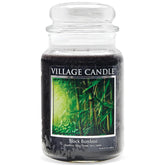 Black Bamboo Large Glass Apothecary Jar, Scented Candle, 21.25 Oz., Black