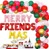 Merry Friendsmas Party Decorations Christmas Balloon Garland Arch Kit For Xmas Holidays New Year Party Supplies