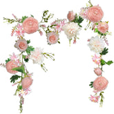 Rose Flower Vine, Peony Flowers, Center Flower Decoration, 6' Length, Floral Garland For Wedding Decor Home Table Runner Mantle Decoration