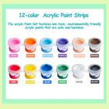300Pcs Mini Acrylic Paint Set, 20 Pack 3Ml 12 Colors Paint Bulk With 40Pcs Brushes And 20Pcs Palettes, Acrylic Paint Strips For Kids, Perfect For Birthday Party Home Classroom Favors