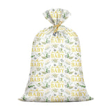 Extra Large Baby Gift Bag 48"X 36" Jumbo Plastic Present Bag Eucalyptus Leaves Shower Birthday Large Gift Wrapping Bags Oversized Oh Baby Sage Green Gender Reveal Party Favors