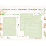 Baby Shower Games Set, Green Theme Baby Shower Game Cards, 50 Double-Sided Cards For 25 Guests, 4 Games - Find, Predictions, Trivia, Feud, Gender Reveal Party Supplies, Party Decor Ideas -03