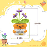 Potted Flower Decoration Gift For Parents Mother Father Son Daughter Emotional Birthday Present Handmade Crochet Purple Flower Mini Small No Watering No Pruning Maintenance Free Artificial Plant
