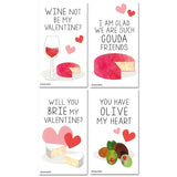 Mini Wine & Cheese Charcuterie Board Valentines (Set Of 24, Wallet-Sized Cards) For Valentine'S Day (Set Of 24)