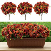 12 Bundles Artificial Flowers Bulk Burnt Terracotta Flowers Fake Silk Roses Bouquets Realistic Florals Arrangements Decor For Christmas Outdoor Wedding Table Centerpieces (Orange)