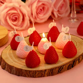 12 Pcs Strawberry Candle Gift For Women Strawberry Scented Decorative Jar Candle Cute Soy Wax Birthday Cake Decoration For Party Home Bath Yoga Spa Aesthetic Table(Red, Pink,1.2 X 1.6 Inches)
