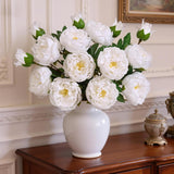 3Pcs Real Touch Peonies Artificial Flowers, 22In White Fake Peonies Artificial Peonies Flowers Latex Large Faux Peony Flowers For Centerpiece Table Wedding Party Home Decor
