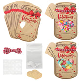 48Pcs Valentines Cards For Kids Mason Jar Happy Valentines Day Cards Candy Holder Card Bulk Valentine Candy Bag Jar Valentine'S Day Paper Jar For Classroom Exchange Party Favors(Candy Not Included)