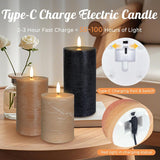 Rechargeable Flameless Led Pillar Candles–Luminous Real Wax Indoor Home Decor–Set Of 3, Realistic Flickering Led Flame,Remote & Timer, Usb-Rechargeable?Caramel Beige?