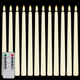 12 Pcs Flickering Flameless Led Taper Candles, 11" Long Fake Taper Candles Battery Operated With Remote Timer, Ivory Plastic Electric Candlesticks For Wedding Party Christmas Holiday