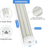8 Pack 8FT U Shape LED Shop Lights 125W 20000LM 6500K Linkable Plug and Play Garage Lights