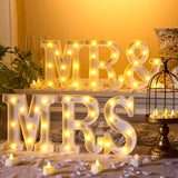 6 Pcs Mr And Mrs Led Sign 12 Flameless Led Candles 300 Artificial Rose Petals Neon Mr And Mrs Sign For Wedding Table Heart Romantic Candles Light Up Letters For Romantic Night Decor(White)
