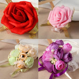 4 Pack Wrist Flower Wristband Girl Bridesmaid Bride Decoration Using Artificial Flowers Lily Rose Champagne Purple Pink Wedding Party Festival Celebrations Wrist Ribbon