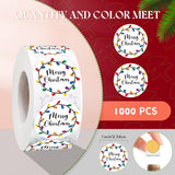 1000 Pcs 1.5 Inch Merry Christmas Sticker For Envelopes Circle Label Holiday Lights Sticker Round Xmas Tag Envelope Seal Decals For Christmas Greeting Card (Black)