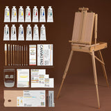 Oil Painting Set With French Easel, Paint Kit With Easel,7X100Ml/3.38Oz Paint, Paintbrushes,Canvas & Oil Painting Supplies For Adults &Artists