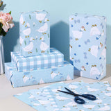 12 Sheets Goose Wrapping Paper, Farm Animal Gift Wrap Paper Cute Goose Gift Packing Paper Folded Flat For Baby Shower Boys Birthday Gender Reveal Diy Crafts, 19.7 X 27.6 Inch, Blue
