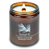 Crackling Wood Wick Candle Handcrafted With Natural Coconut Wax (Standard 8 Oz, Foxtail Fir)