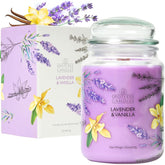 Vanilla & Lavender Candle 22Oz Glass Jar With Wooden Wick In A Decorated Jar Within A Presentation Gift Box And Protective Box