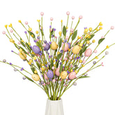 12 Pcs Easter Table Flowers17 Inches Eggs Flowers Easter Floral Stems With Colorful Eggs Berry For Home Vase Spring Indoors Decor