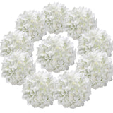 Silk Hydrangea Heads Artificial Flowers Heads With Stems For Home Wedding Decor,Pack Of 10 (White)