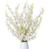12Pcs White Artificial Orchids Flowers, Fake Dancing Orchids Bouquet Silk White Faux Bouquet For Diy Indoor Outdoor Wedding Party Home Kitchen Office Decoration