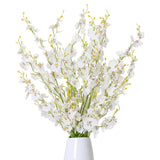 12Pcs White Artificial Orchids Flowers, Fake Dancing Orchids Bouquet Silk White Faux Bouquet For Diy Indoor Outdoor Wedding Party Home Kitchen Office Decoration