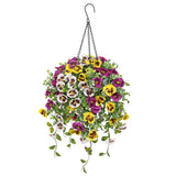 Artificial Hanging Basket Flowers Outdoor – 25.5” Uv-Resistant Pansy Hanging Plant With 15.3” Full Bloom Ball, Lush Trailing Faux Flowers For Porch, Balcony, Patio & Garden Year-Round Decor