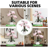 Artificial Orchid Flower Plant 20.9'' Real Touch Faux Orchids In Ceramic Vase Pink Fake Phalaenopsis Flower Arrangement Silk Orchids With Stems For Centerpiece Table Home Indoor Decor