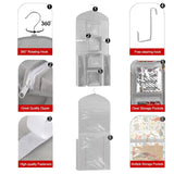 Hanging Gift Wrapping Paper Storage, 40"X17" Grey Double-Sided Christmas Wrapper Bag Container, Oxford Craft Roll Organizer, Present Wrap Holder For Bedroom Closet, Door, Cabinet