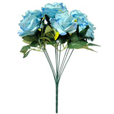 10 Heads Artificial Rose Flowers Fake Roses Silk Realistic Bouquet For Diy Wedding Bridal Shower Party Table Centerpieces Home Decorations Blue