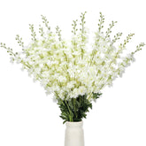 12 Pcs Delphinium Artificial Flowers, 33.5'' Long Stem Lifelike Faux Silk Flower Fake Look Real Bouquet For Tall Vase Diy Wedding Party Home Kitchen Arrangement Decor(White)