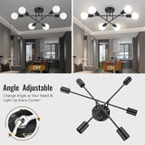 6 Light Modern Sputnik Chandelier Semi Flush Mount Ceiling Fixture for Living Room